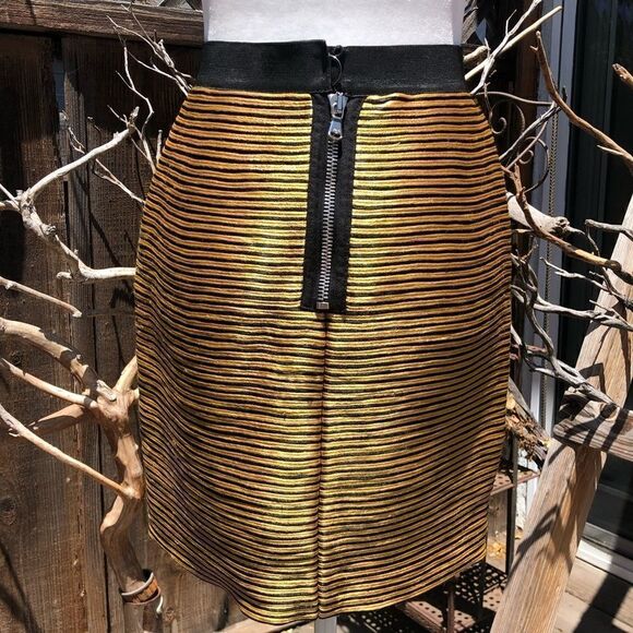 3.1 Phillip Lim Gold & Black Striped Mini Skirt - Picture 7 of 11